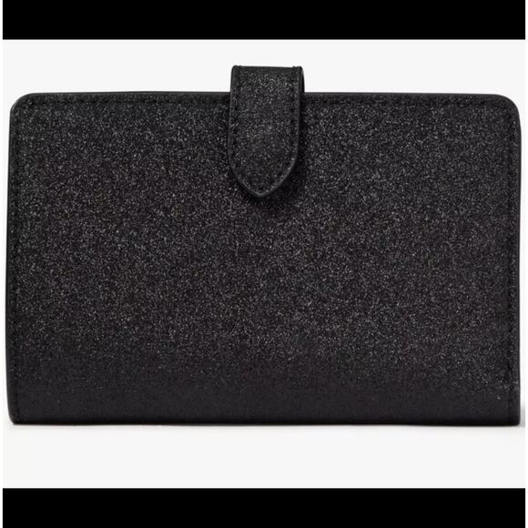 NIB Kate Spade Medium Boxed Glitter Compact Bifold Wallet in Black - Picture 4 of 15